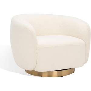 SAFAVIEH Couture Collection Bernard Ivory/Gold Boucle Swivel Accent Chair (Fully Assembled)(Ivory/Gold)