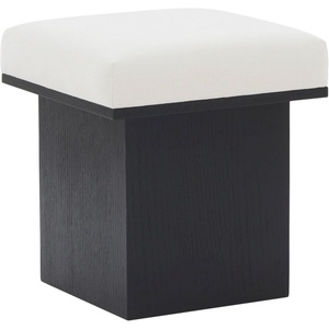 SAFAVIEH Couture Collection Bourke Ivory Velvet/Black Square Foot Stool Ottoman (Fully Assembled)(Ivory/Black)