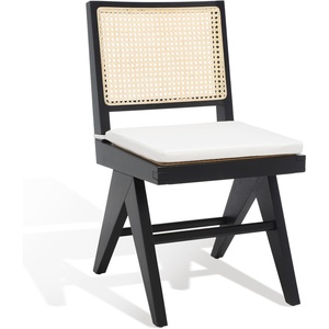 SAFAVIEH Couture Collection Colette Tropical Coastal Black/Natural Solid Wood Rattan Dining Chair Set of 2(Black/Natural)
