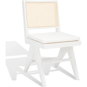SAFAVIEH Couture Collection Colette Tropical Coastal Black/Natural Solid Wood Rattan Dining Chair Set of 2(White/Natural)