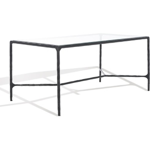 SAFAVIEH Couture Collection Jessa Brass Metal/Glass Top Rectangle Coffee Table (Fully Assembled)(Black)