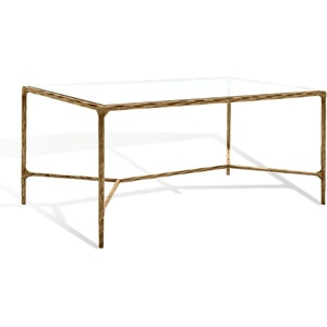 SAFAVIEH Couture Collection Jessa Brass Metal/Glass Top Rectangle Coffee Table (Fully Assembled)(Brass)