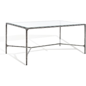 SAFAVIEH Couture Collection Jessa Brass Metal/Glass Top Rectangle Coffee Table (Fully Assembled)(Silver)