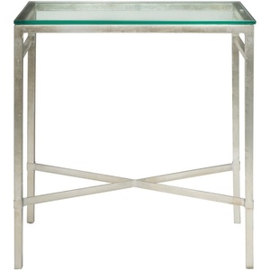Safavieh American Homes Collection Viggo Antique Gold Glass Couture Side Table(Silver / Glass)