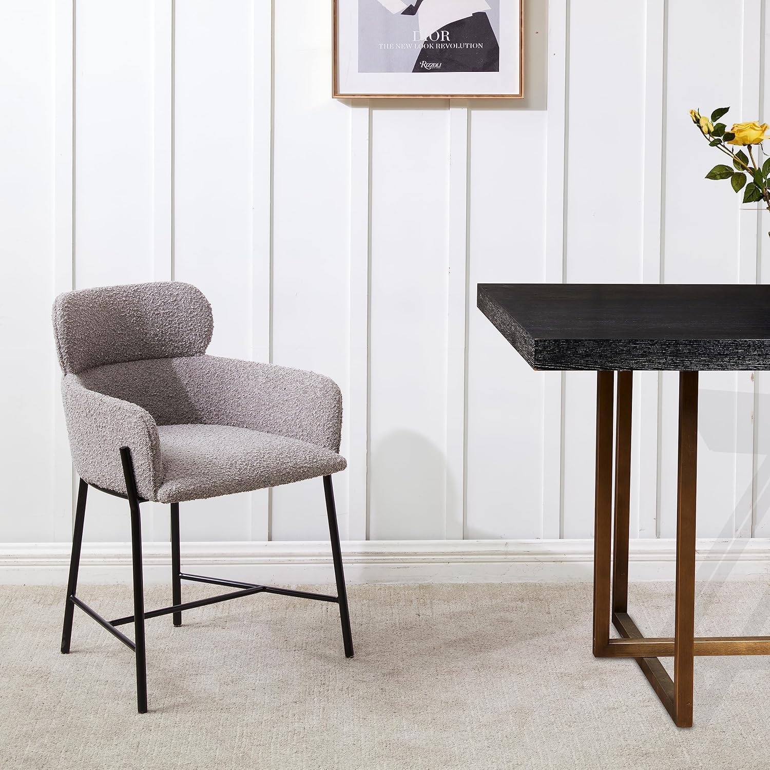 image:imageSAFAVIEH Couture Charlize Velvet Dining ChairLight GreyBlack