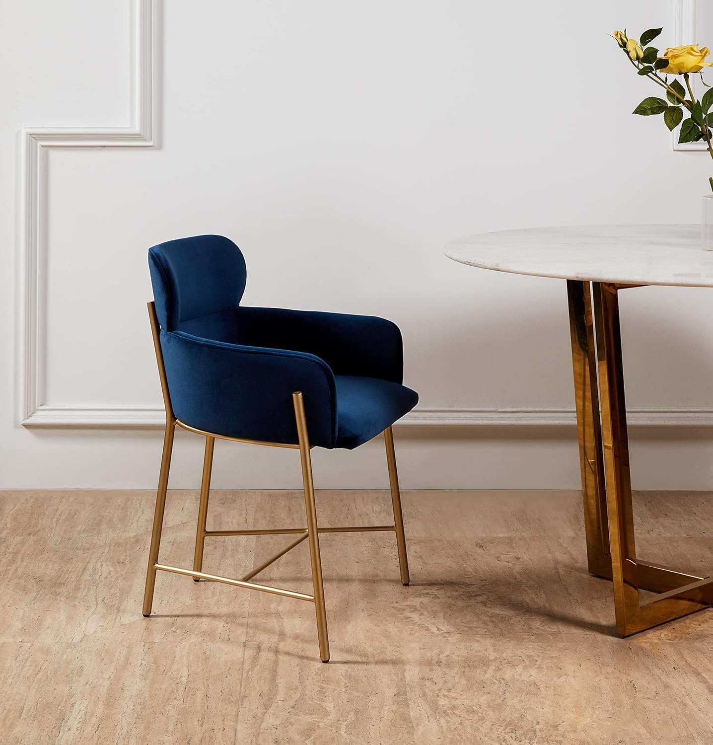 image:imageSAFAVIEH Couture Charlize Velvet Dining ChairNavy Gold