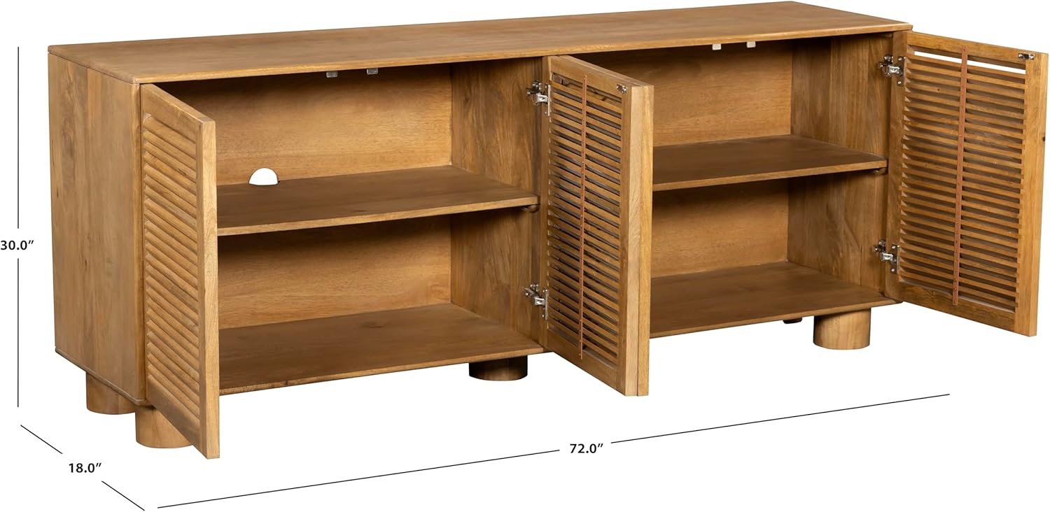 image:imageSAFAVIEH Couture Collection Bellasasha Walnut Wood 4Door Sideboard Fully Assembled Media Console amp Storage Cabinet SFV9767AWalnut