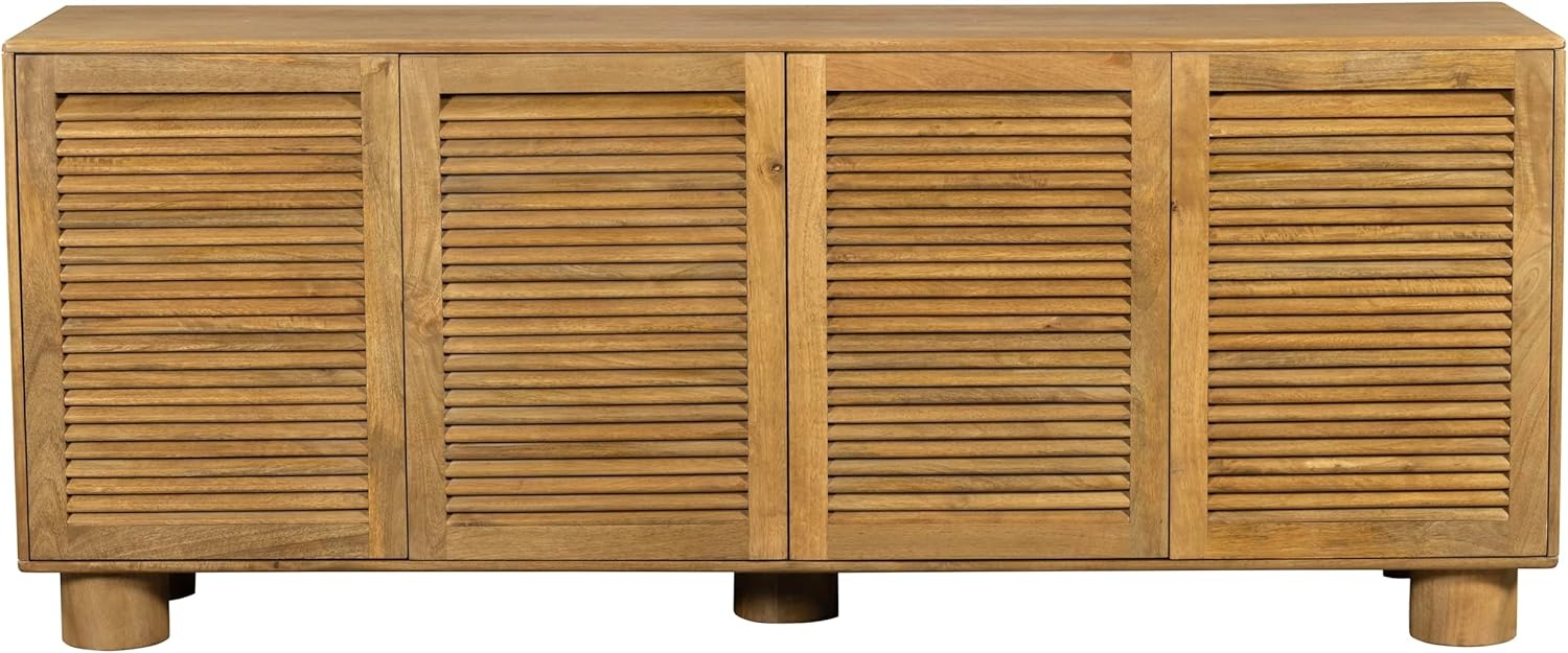 image:imageSAFAVIEH Couture Collection Bellasasha Walnut Wood 4Door Sideboard Fully Assembled Media Console amp Storage Cabinet SFV9767AWalnut