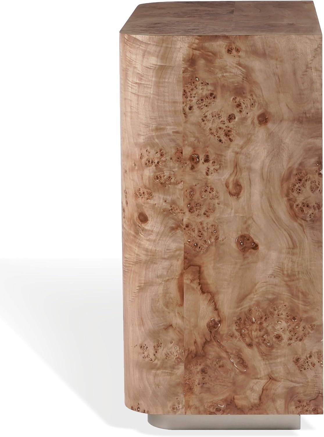 image:imageSAFAVIEH Couture Collection Celestanno Natural Burl Veneer Bar Cabinet Fully Assembled Storage Cabinet with Metal Base SFV5788ABurlSilver