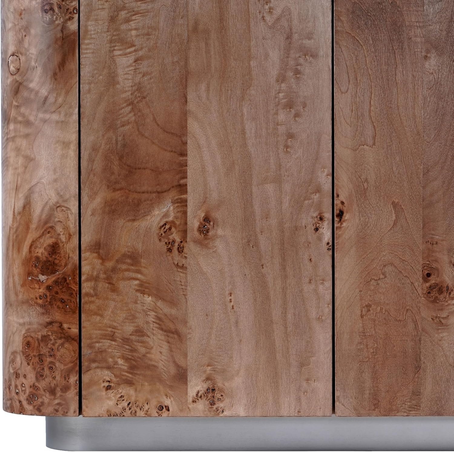 image:imageSAFAVIEH Couture Collection Celestanno Natural Burl Veneer Bar Cabinet Fully Assembled Storage Cabinet with Metal Base SFV5788ABurlSilver