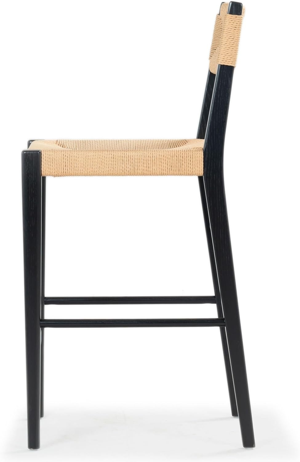 image:imageSAFAVIEH Couture Collection Cody 26Inch Counter Stool Black Frame with Natural Paper Cord Seat RattanInspired Design Fully Assembled SFV4228ABlackNatural