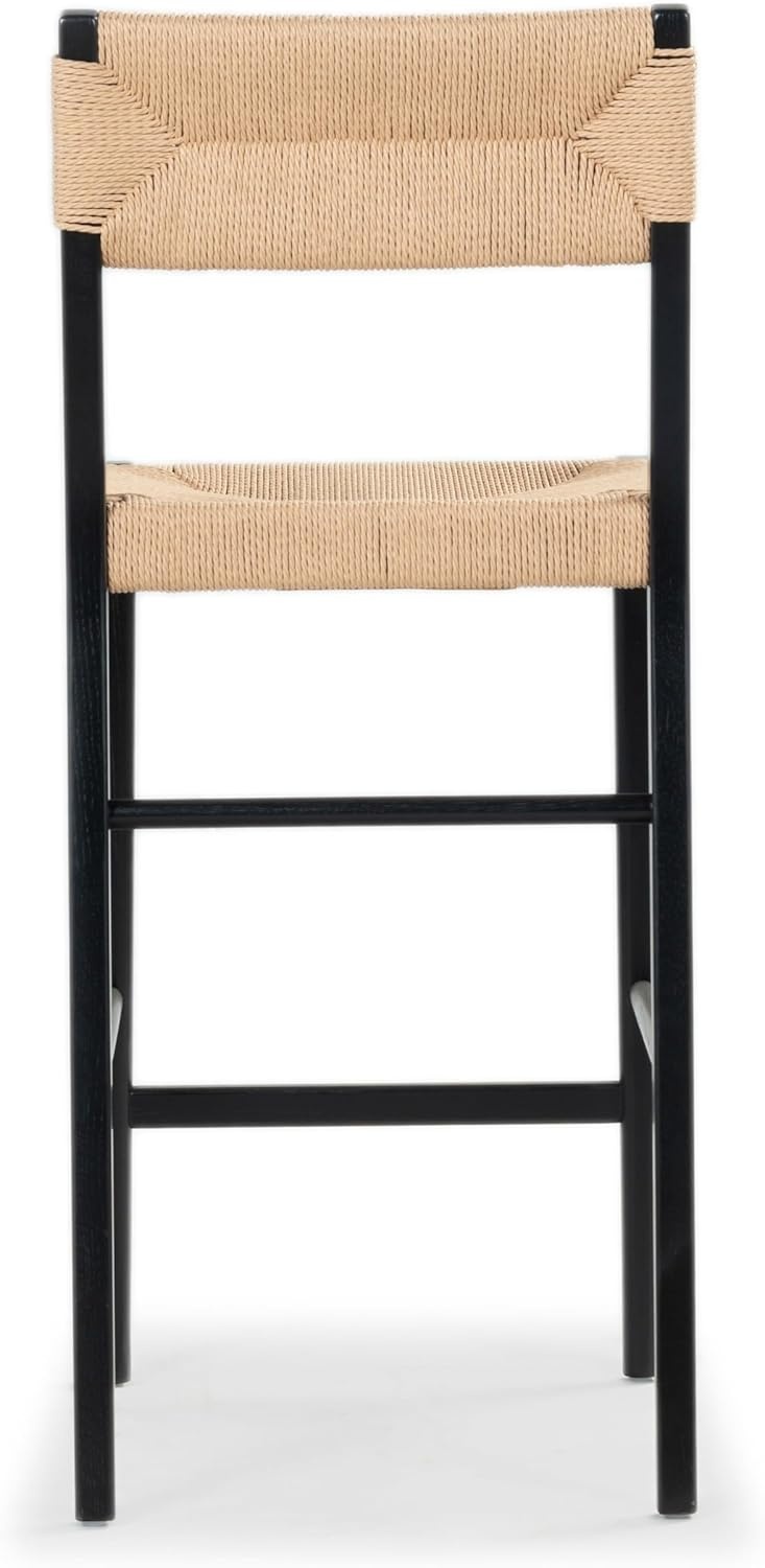image:imageSAFAVIEH Couture Collection Cody 26Inch Counter Stool Black Frame with Natural Paper Cord Seat RattanInspired Design Fully Assembled SFV4228ABlackNatural