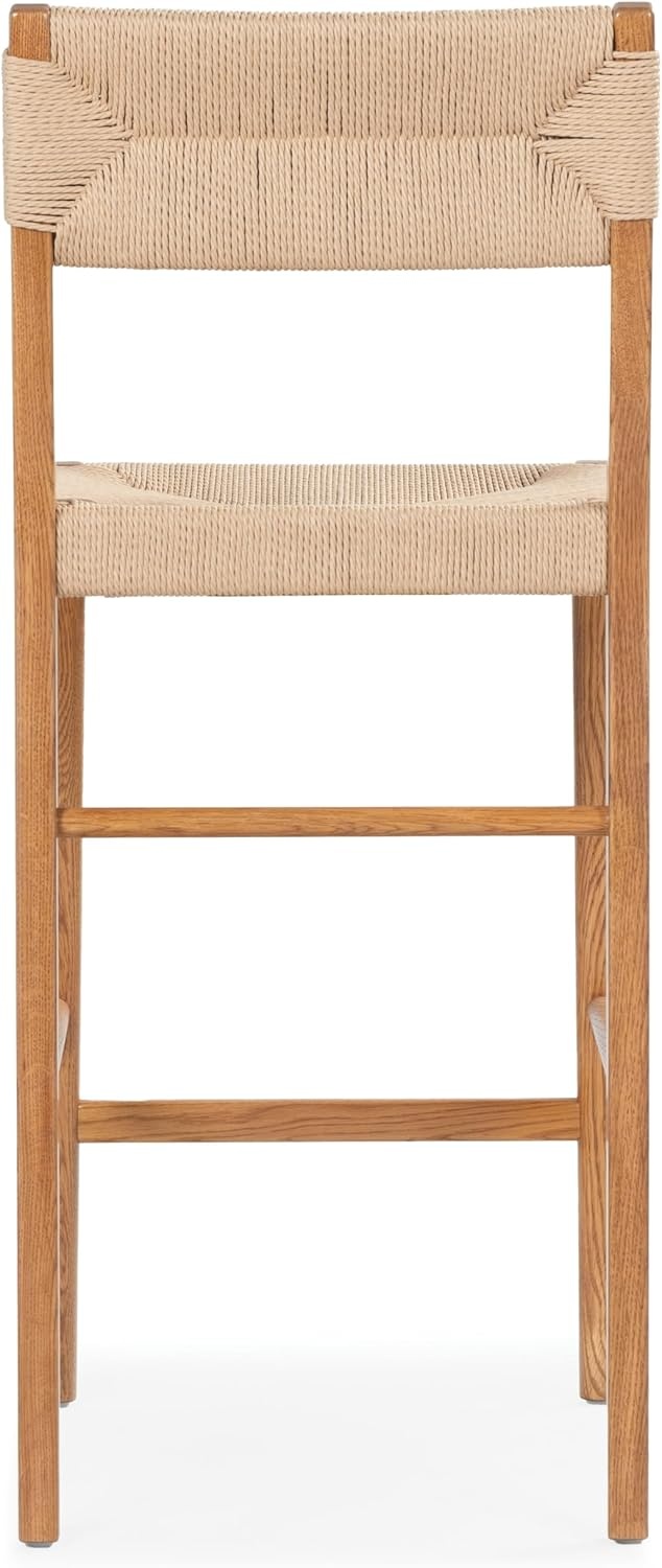 image:imageSAFAVIEH Couture Collection Cody 26Inch Counter Stool Black Frame with Natural Paper Cord Seat RattanInspired Design Fully Assembled SFV4228ANatural