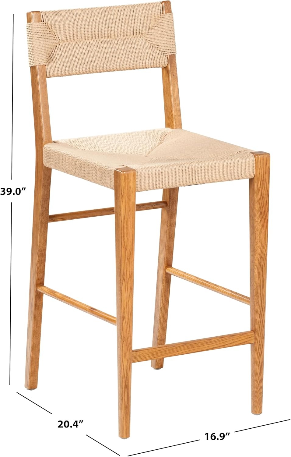 image:imageSAFAVIEH Couture Collection Cody 26Inch Counter Stool Black Frame with Natural Paper Cord Seat RattanInspired Design Fully Assembled SFV4228ANatural