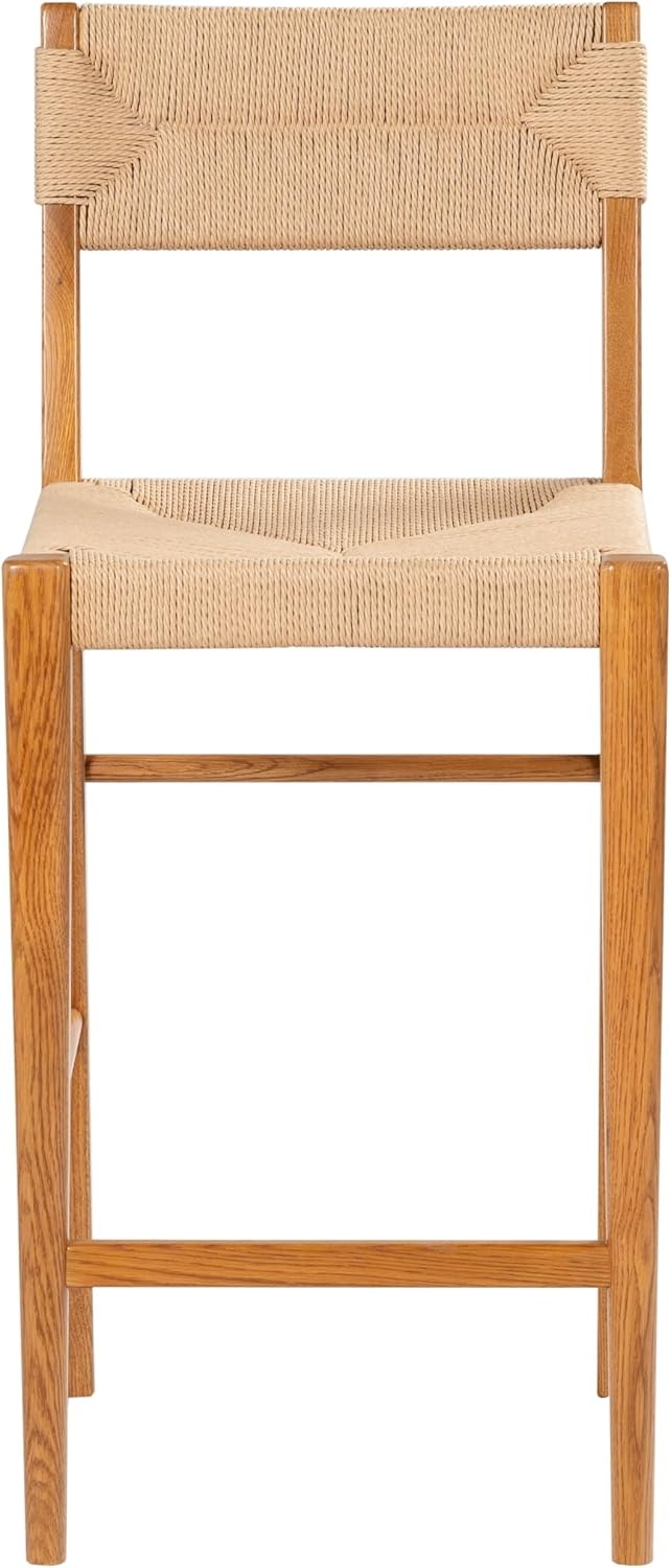 image:imageSAFAVIEH Couture Collection Cody 26Inch Counter Stool Black Frame with Natural Paper Cord Seat RattanInspired Design Fully Assembled SFV4228ANatural