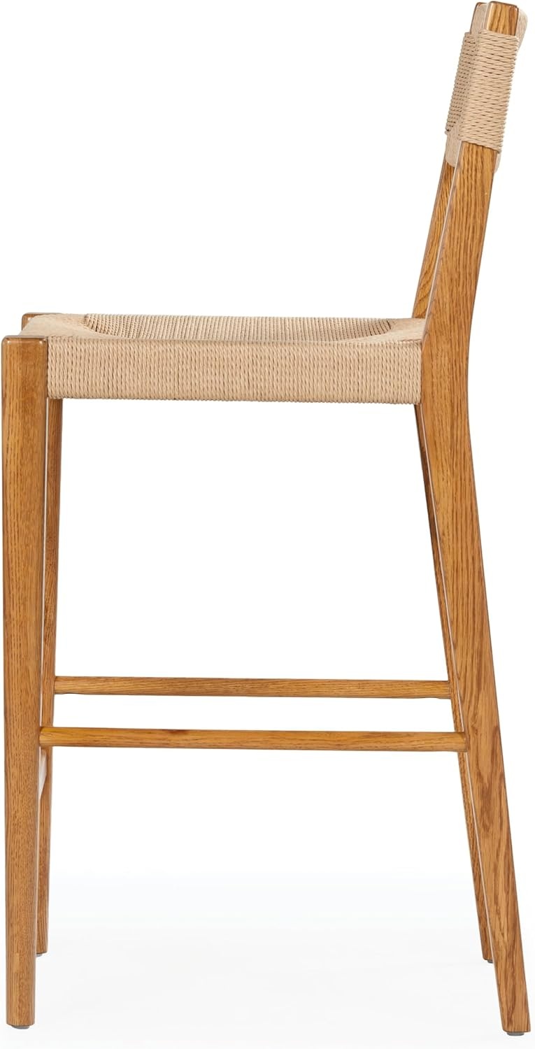 image:imageSAFAVIEH Couture Collection Cody 26Inch Counter Stool Black Frame with Natural Paper Cord Seat RattanInspired Design Fully Assembled SFV4228ANatural