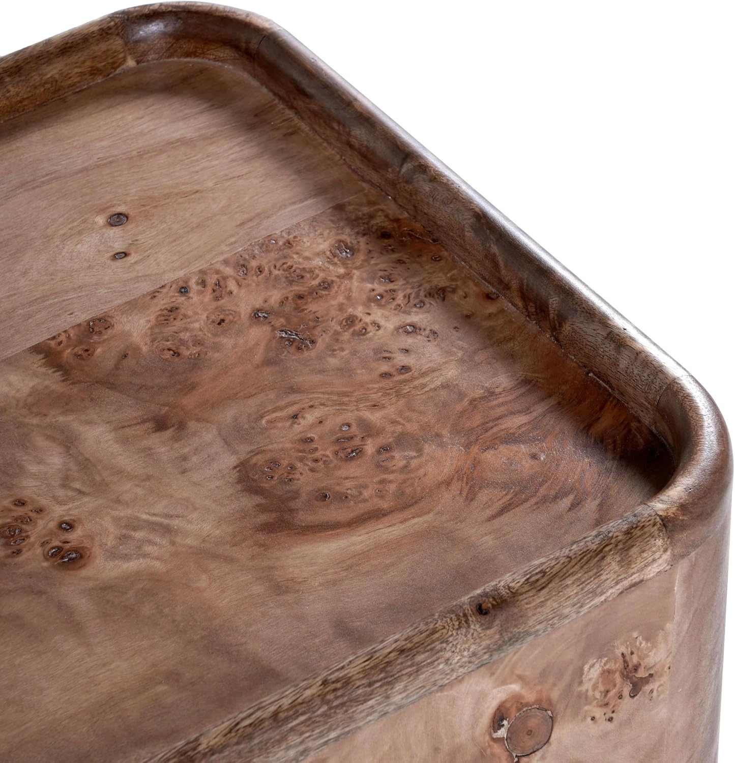 image:imageSAFAVIEH Couture Collection Torryn Brown Burl Accent Table Sculptural Wood Side Table Fully Assembled SFV5804AWalnut Burl