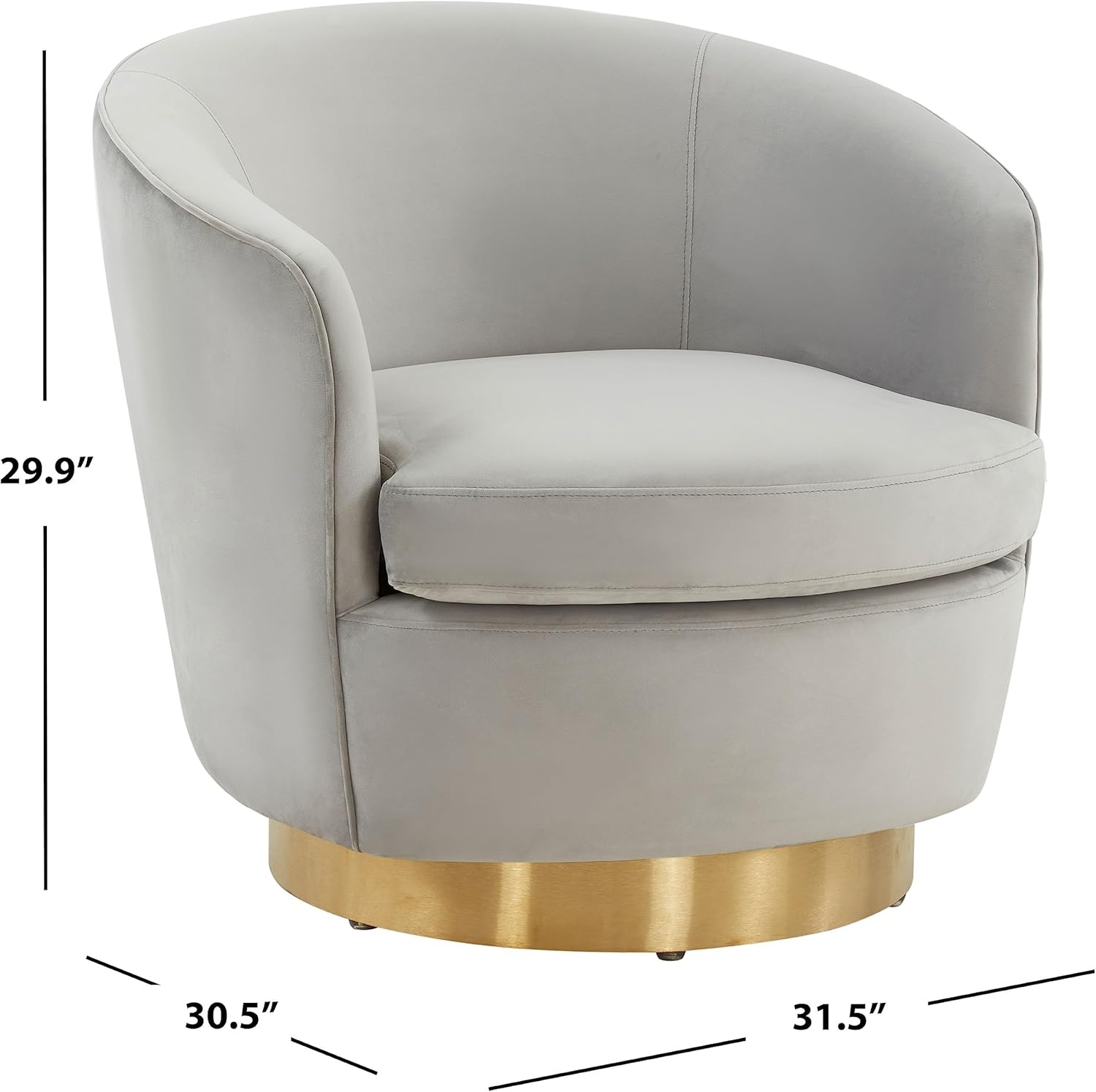 image:imageSAFAVIEH Couture Collection Annalee Light Grey VelvetGold Swivel Accent Chair Fully Assembled