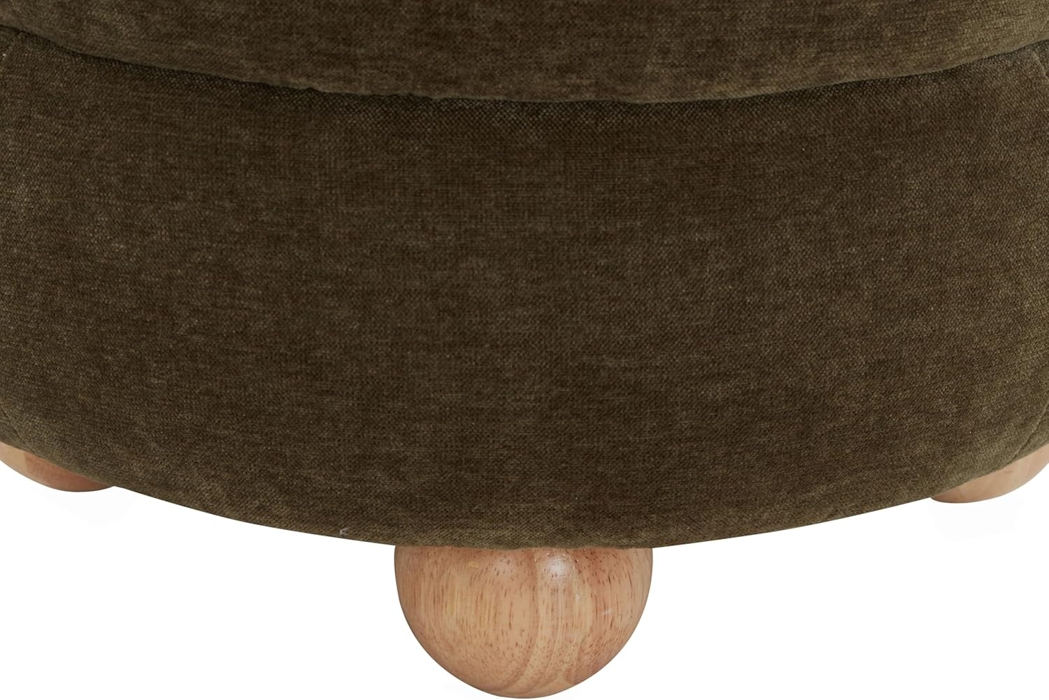 image:imageSAFAVIEH Couture Collection Cecelia Dark Olive Green VelvetNatural Round Ottoman Foot Stool