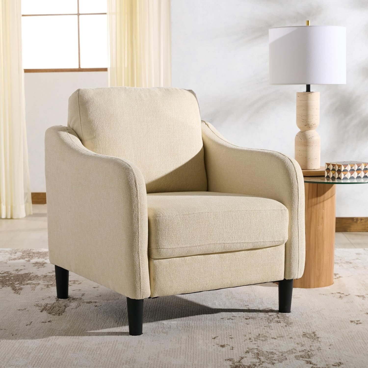 image:imageSAFAVIEH Couture Collection Edalynn Modern Cream Accent ChairCream