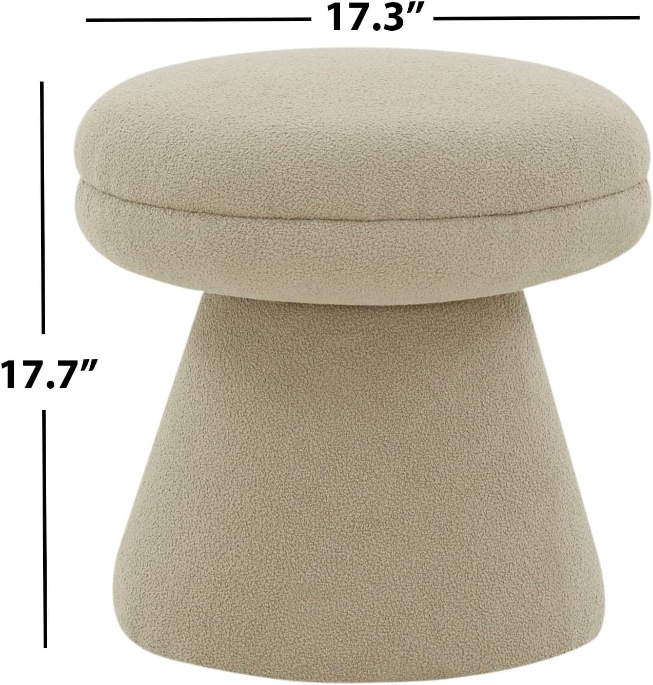 image:imageSAFAVIEH Couture Collection Gisella Olive Green Boucle Ottoman Fully AssembledLight Brown