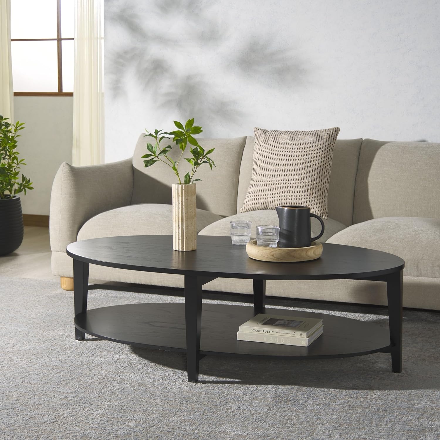 image:imageSAFAVIEH Couture Collection Leonardi Black Oval Coffee TableBlack