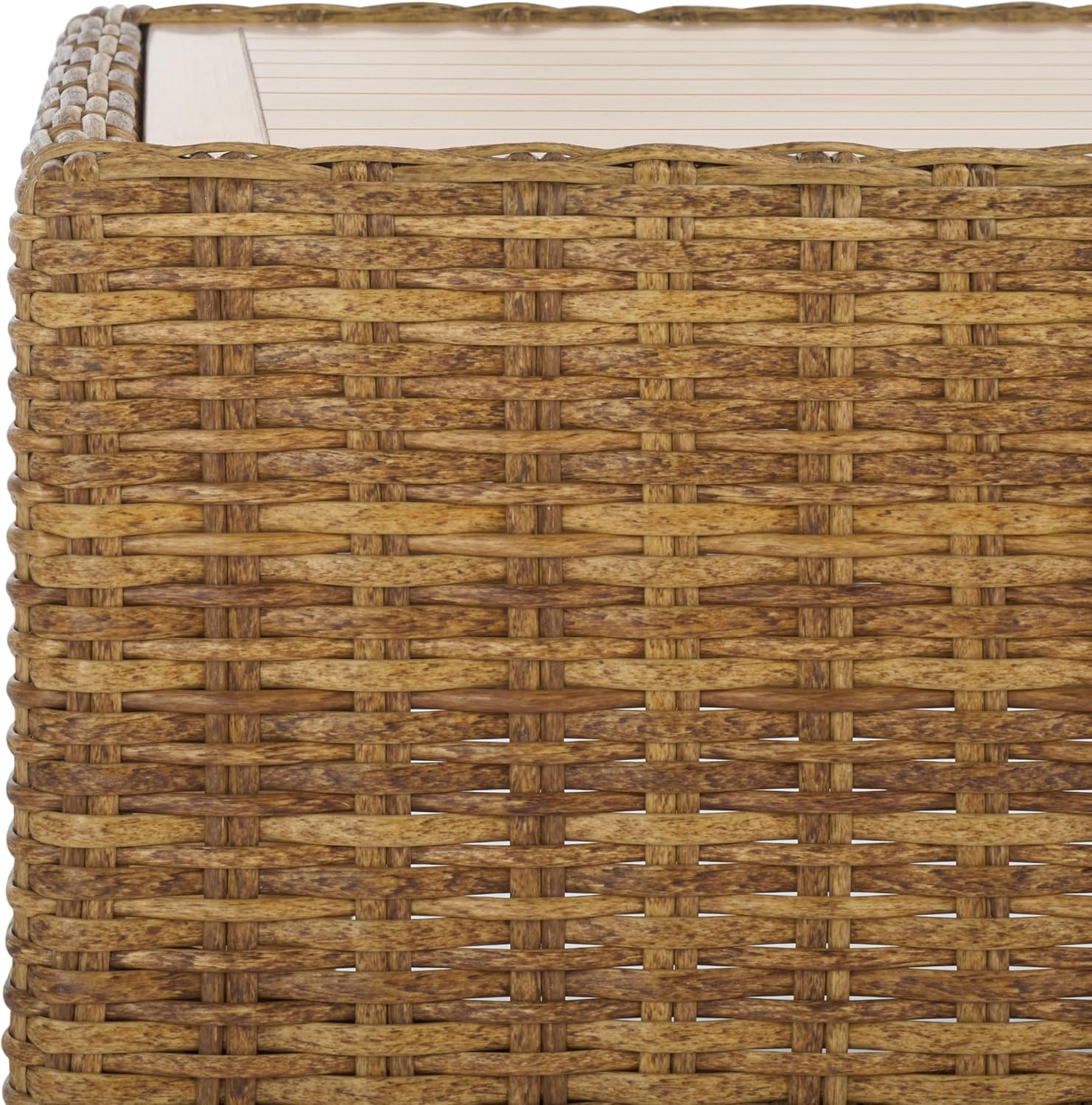 image:imageSAFAVIEH Couture Collection Margarita Natural Brown Faux Wicker Rectangle IndoorOutdoor Coffee Table Fully AssembledNatural