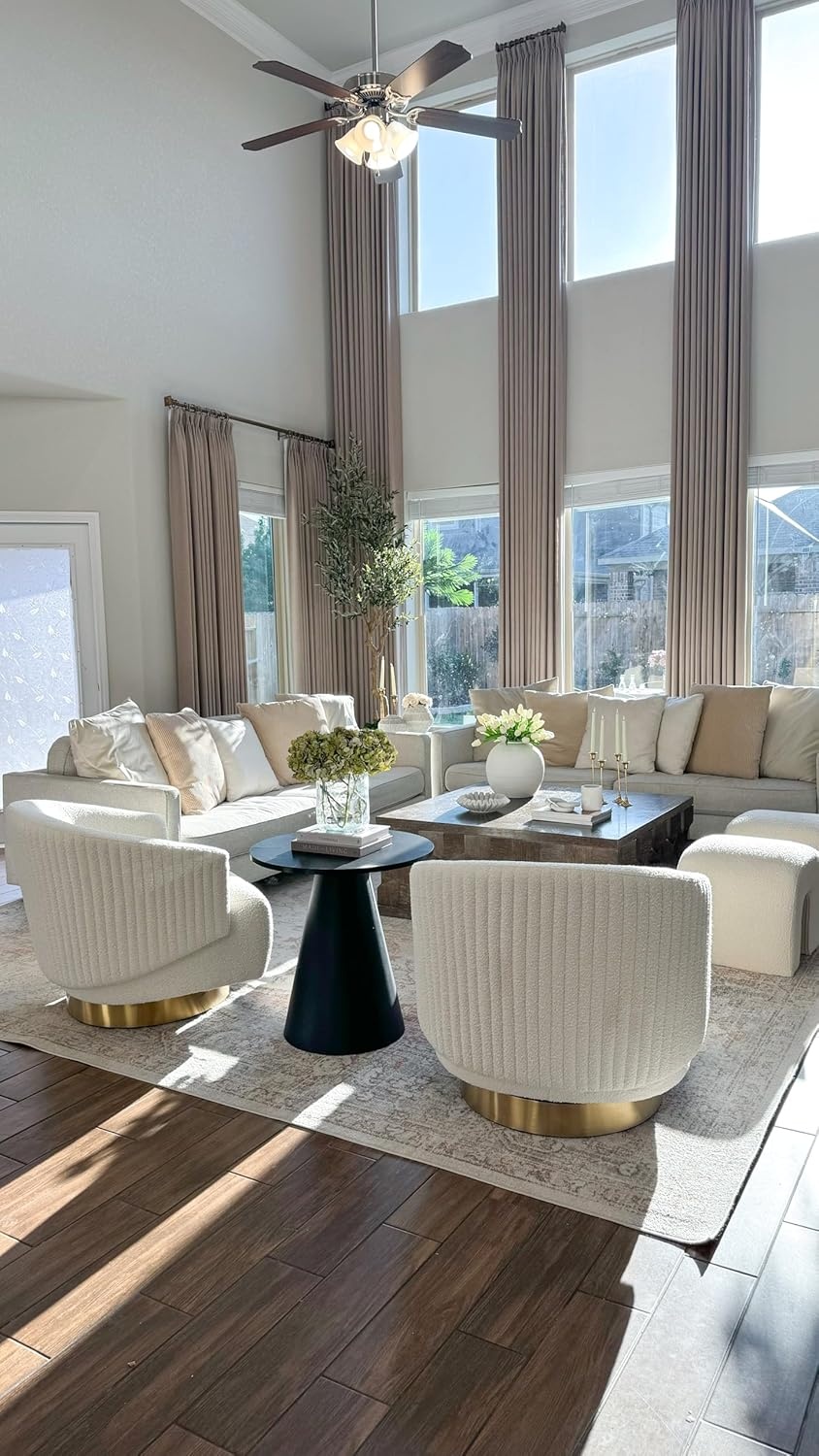 image:imageSAFAVIEH Couture Collection Pollyanne Ivory BoucleGold Swivel Accent Chair Fully Assembled