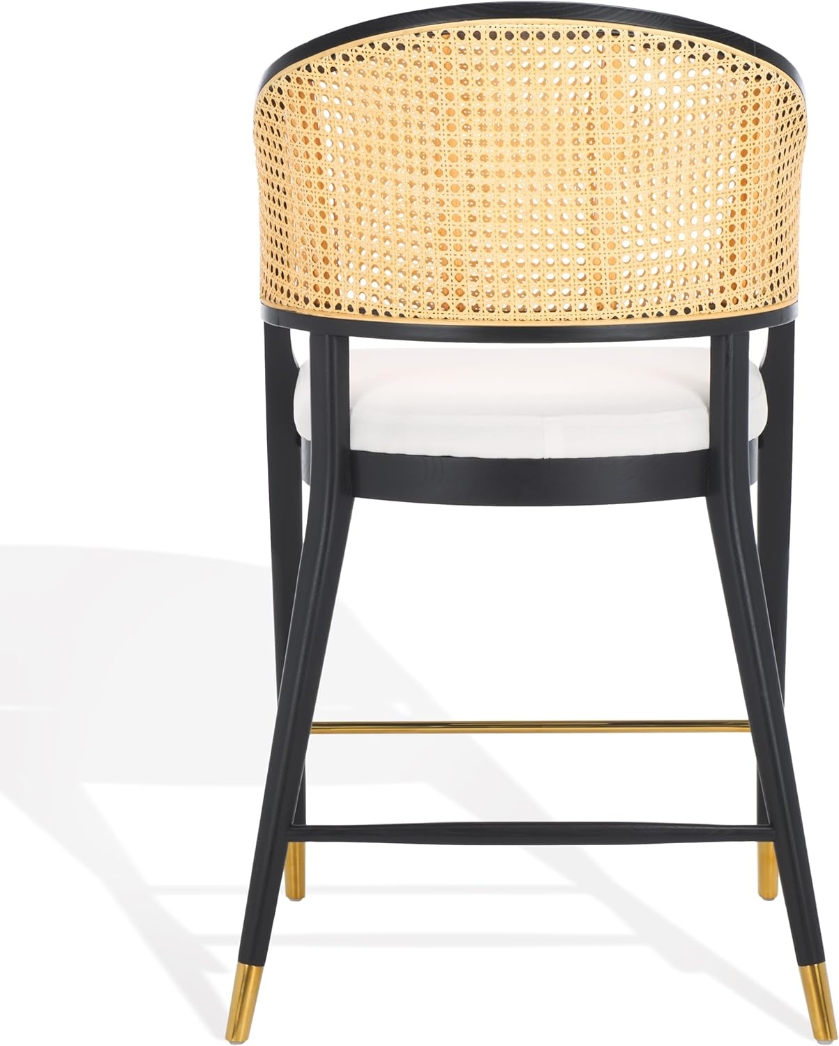 image:imageSAFAVIEH Couture Collection Rogue BlackNatural Rattan 27inch Seat Height Bar Stool Fully AssembledBlackNatural
