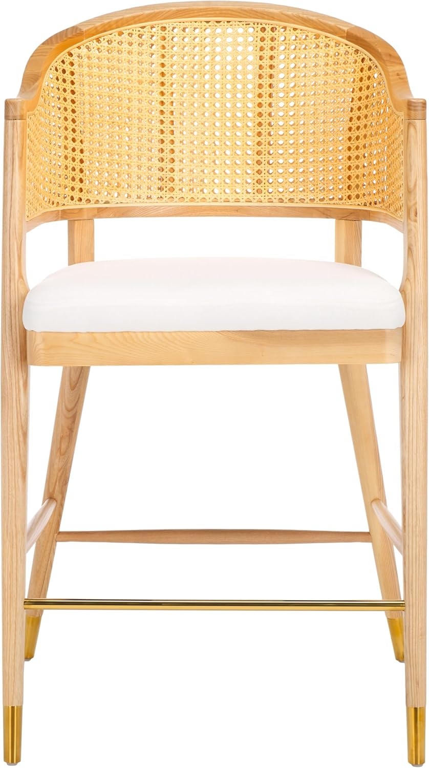 image:imageSAFAVIEH Couture Collection Rogue BlackNatural Rattan 27inch Seat Height Bar Stool Fully AssembledNatural