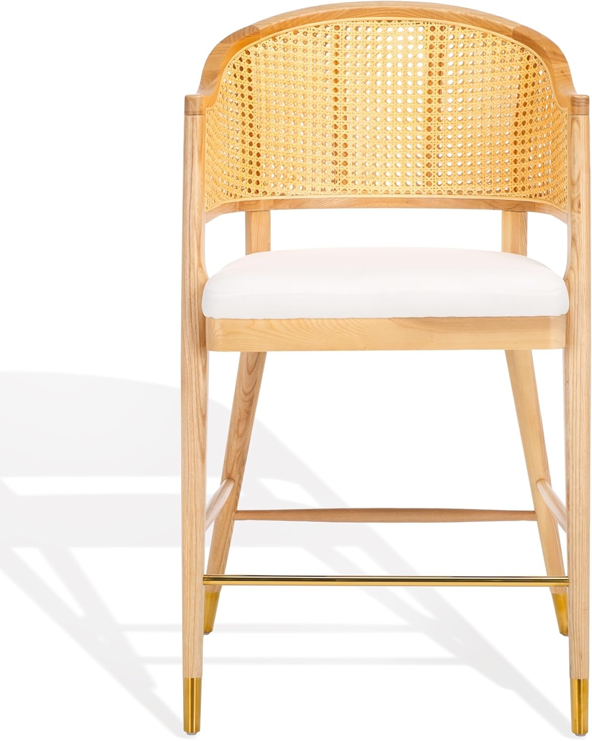 image:imageSAFAVIEH Couture Collection Rogue BlackNatural Rattan 27inch Seat Height Bar Stool Fully AssembledNatural