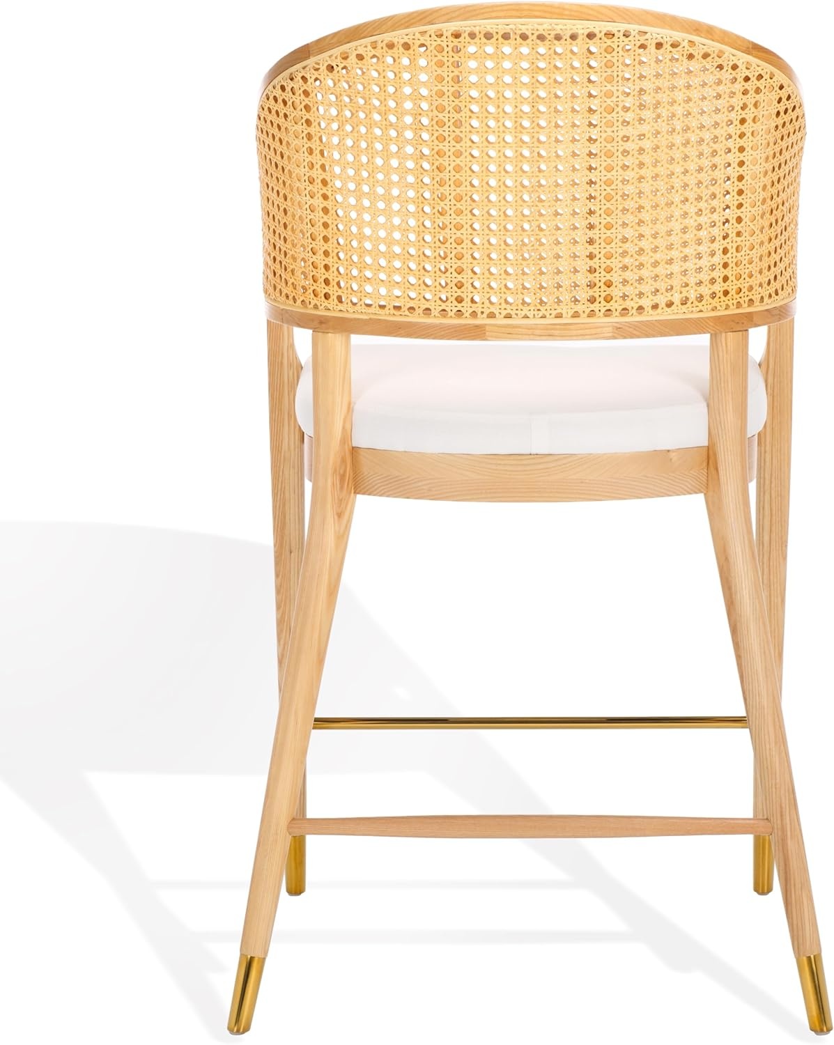 image:imageSAFAVIEH Couture Collection Rogue BlackNatural Rattan 27inch Seat Height Bar Stool Fully AssembledNatural