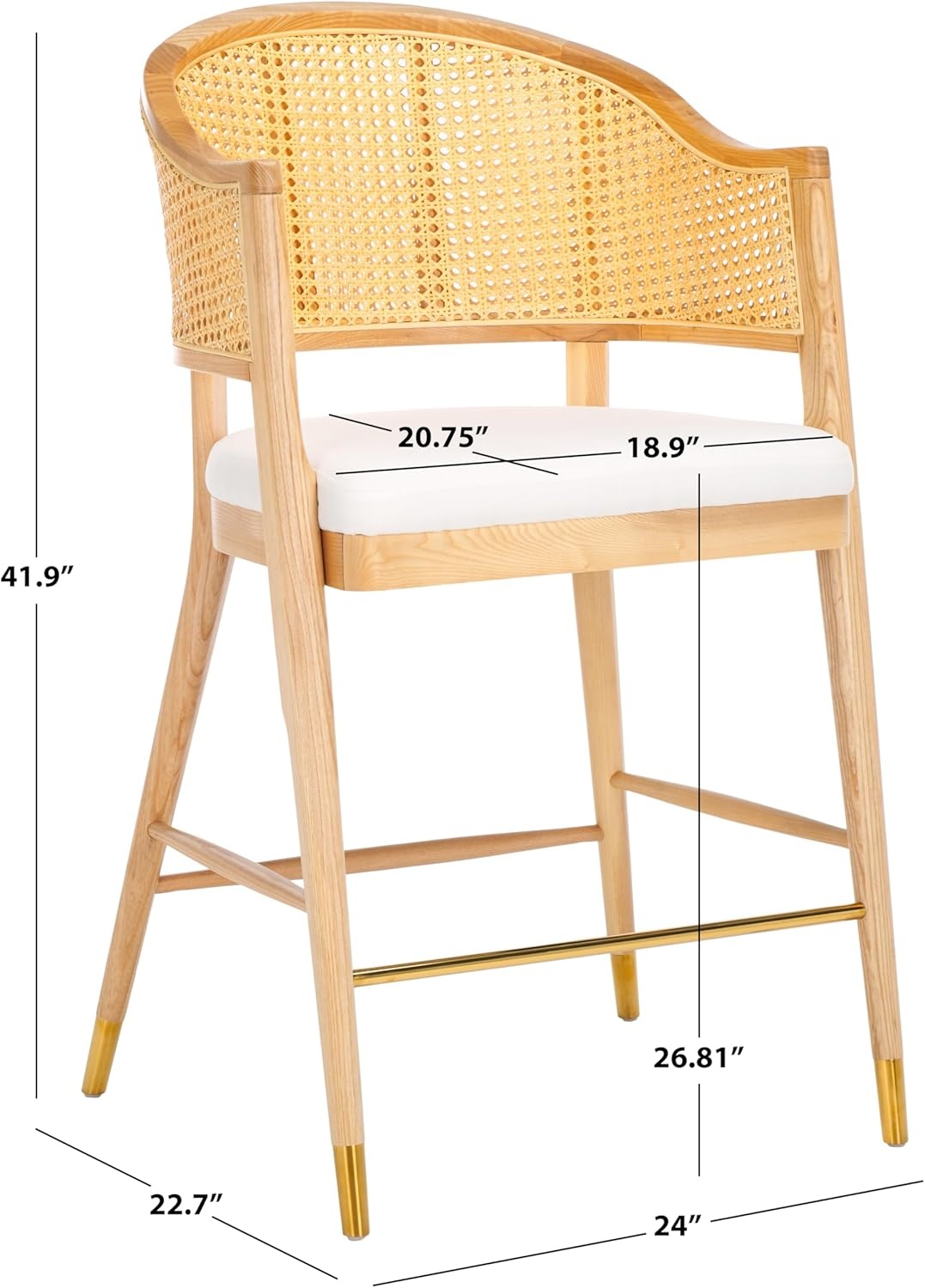 image:imageSAFAVIEH Couture Collection Rogue BlackNatural Rattan 27inch Seat Height Bar Stool Fully AssembledNatural