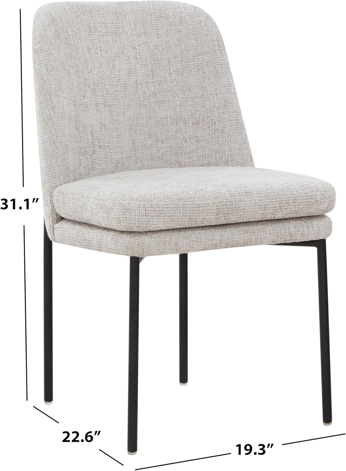 image:imageSAFAVIEH Couture Collection Tamarie Light GreyBlack Chenille Dining Chair