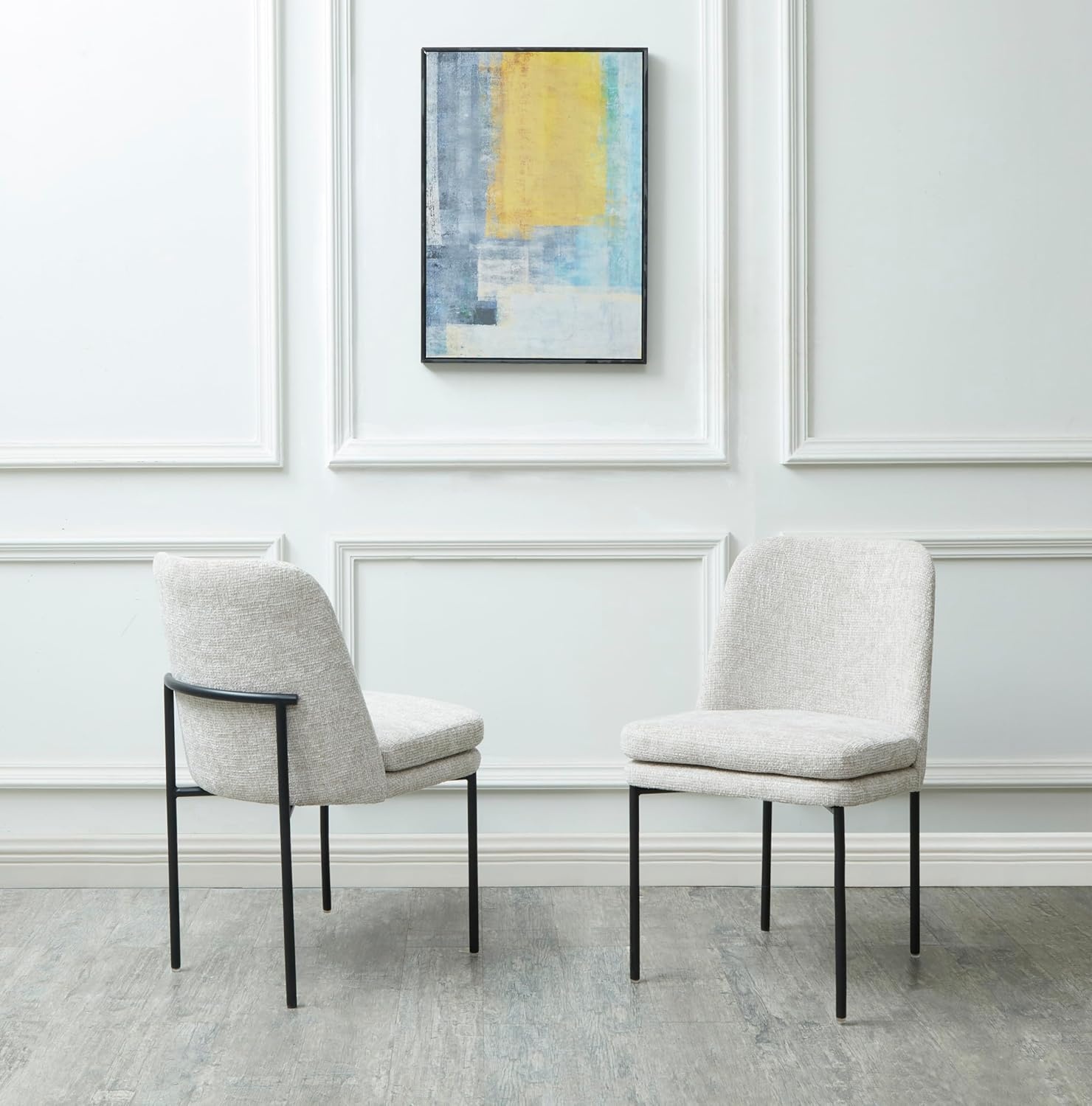 image:imageSAFAVIEH Couture Collection Tamarie Light GreyBlack Chenille Dining Chair