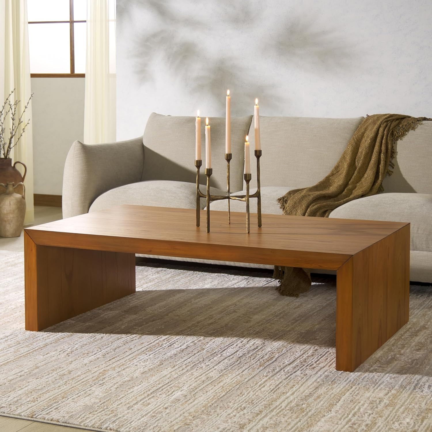 image:imageSAFAVIEH Couture Collection Tawney Black Rectangle Coffee TableNatural