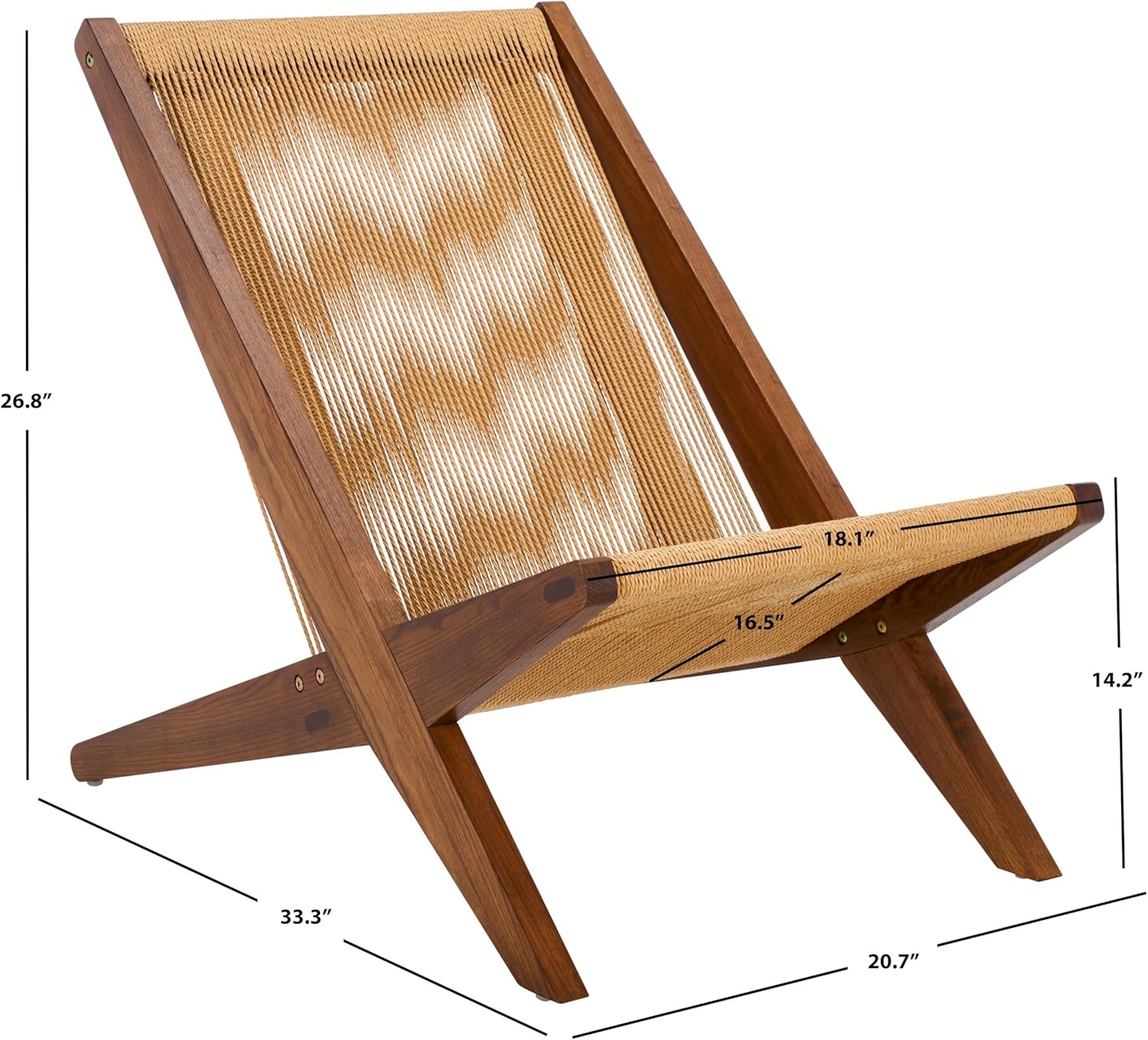 image:imageSAFAVIEH Couture Collection Trisha WalnutNatural Solid Wood Folding Rope Accent Chair