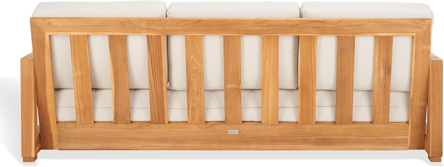 image:imageSAFAVIEH Couture Montford Brazilian Teak IndoorOutdoor SofaBeige