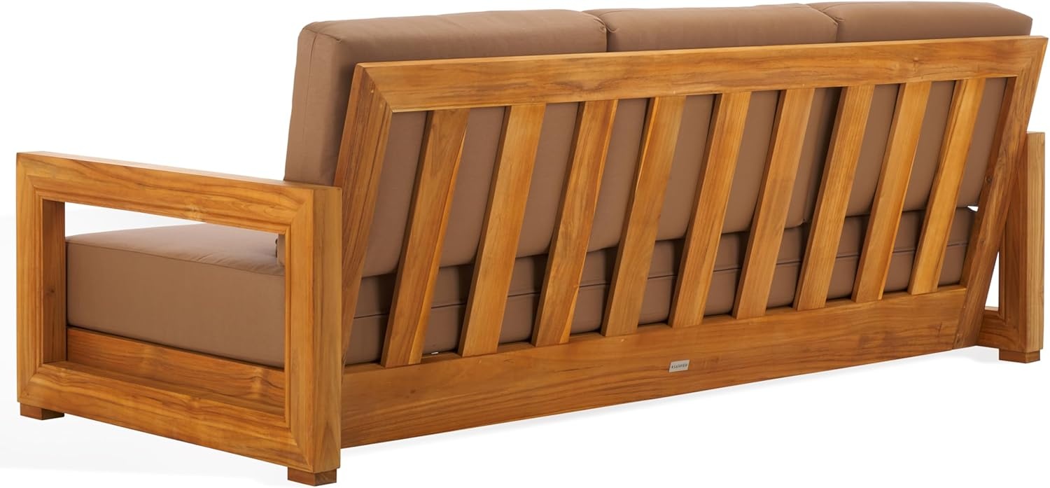 image:imageSAFAVIEH Couture Montford Brazilian Teak IndoorOutdoor SofaGrey