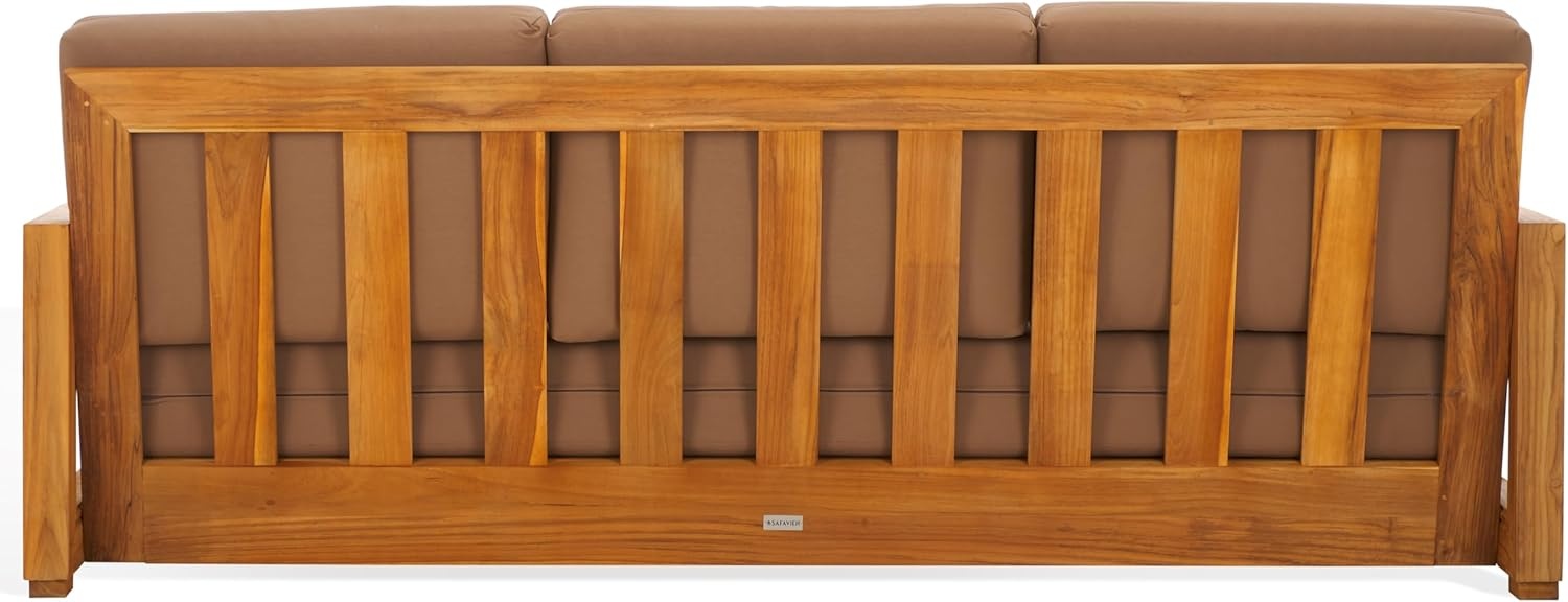 image:imageSAFAVIEH Couture Montford Brazilian Teak IndoorOutdoor SofaGrey
