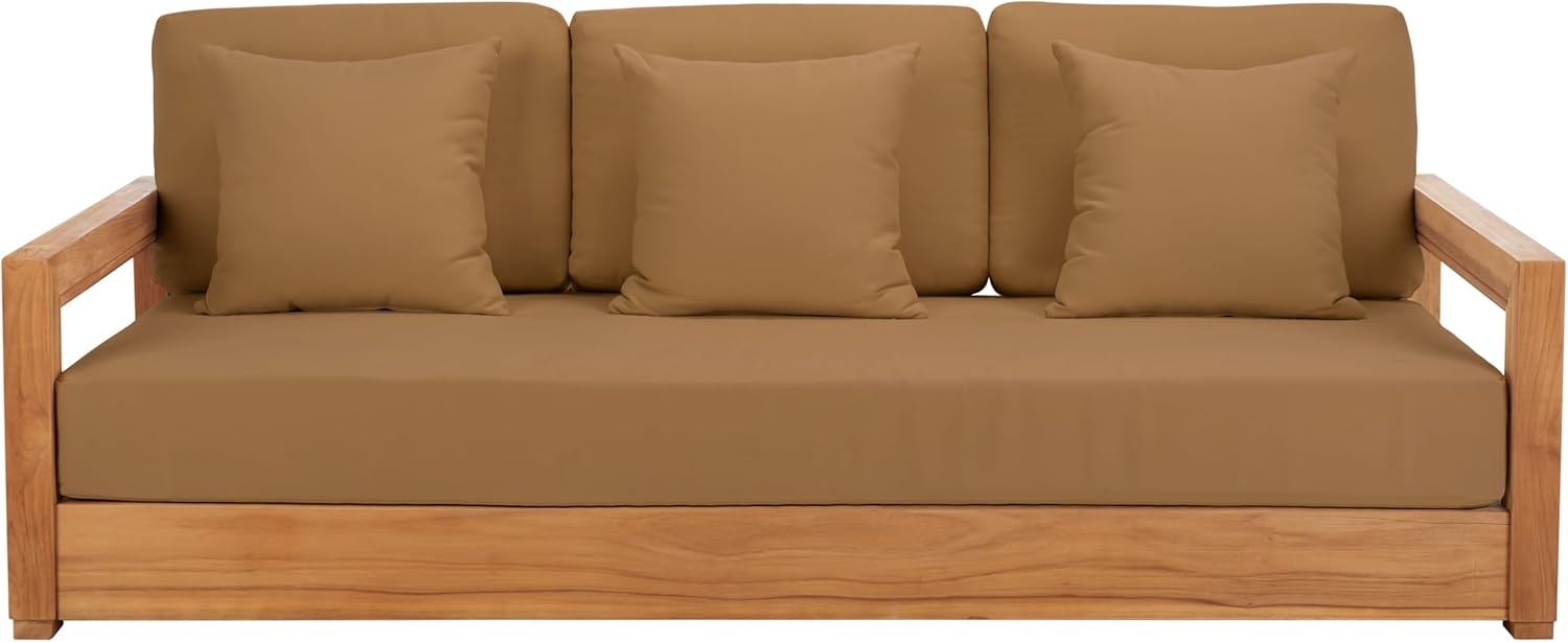 image:imageSAFAVIEH Couture Montford Brazilian Teak IndoorOutdoor SofaGrey