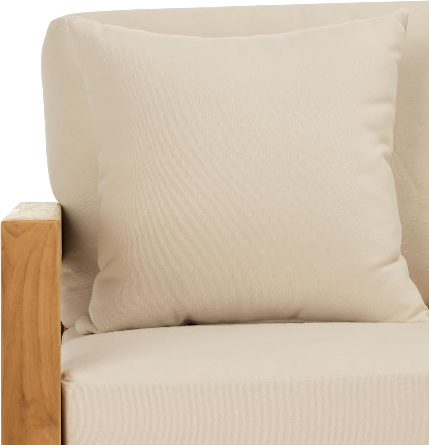 image:imageSAFAVIEH Couture Montford Brazilian Teak IndoorOutdoor SofaNatural TeakBeige