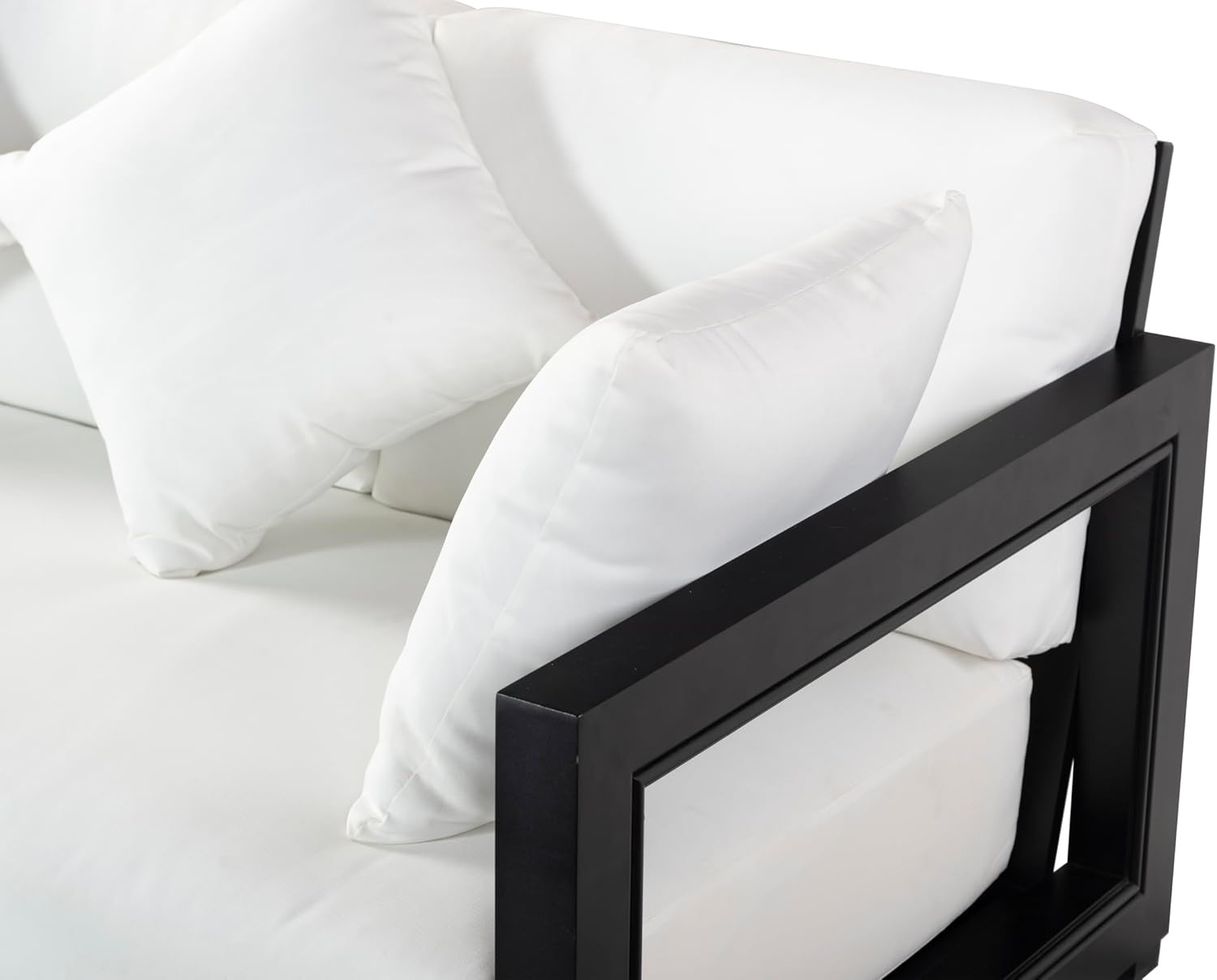image:imageSAFAVIEH Couture Montford Brazilian Teak IndoorOutdoor SofaNavy