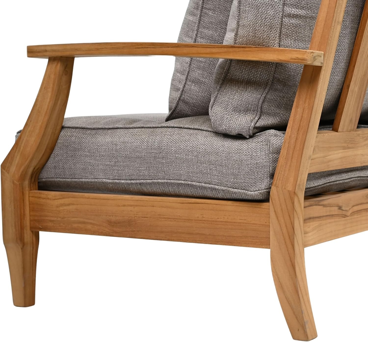image:imageSAFAVIEH Couture Outdoor Martinique 3Seat Sofa Natural amp Navy Teak Wood Slatted Coastal Design Ideal for Patio Deck Porch Backyard 183 Seat Height CPT1013JNatural TeakTaupe