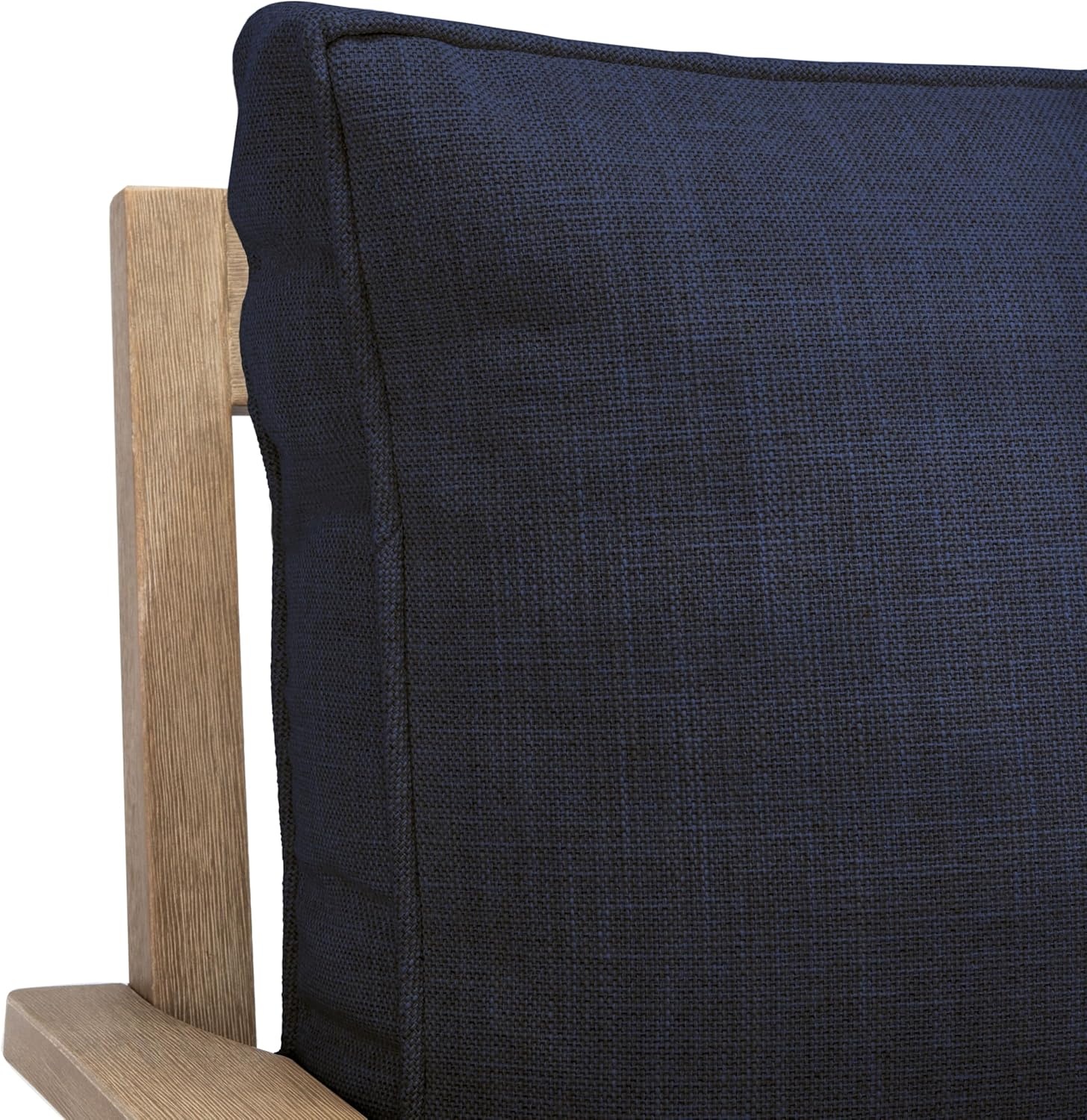 image:imageSAFAVIEH Couture Outdoor Martinique 3Seat Sofa Natural amp Navy Teak Wood Slatted Coastal Design Ideal for Patio Deck Porch Backyard 183 Seat Height CPT1013JNaturalNavy