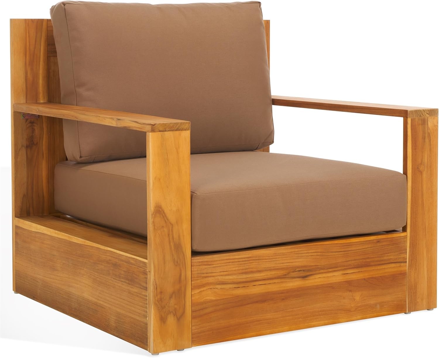 image:imageSAFAVIEH Couture Outdoor Collection Kauai NaturalDark Brown Solid Wood Patio ChairNaturalBrown