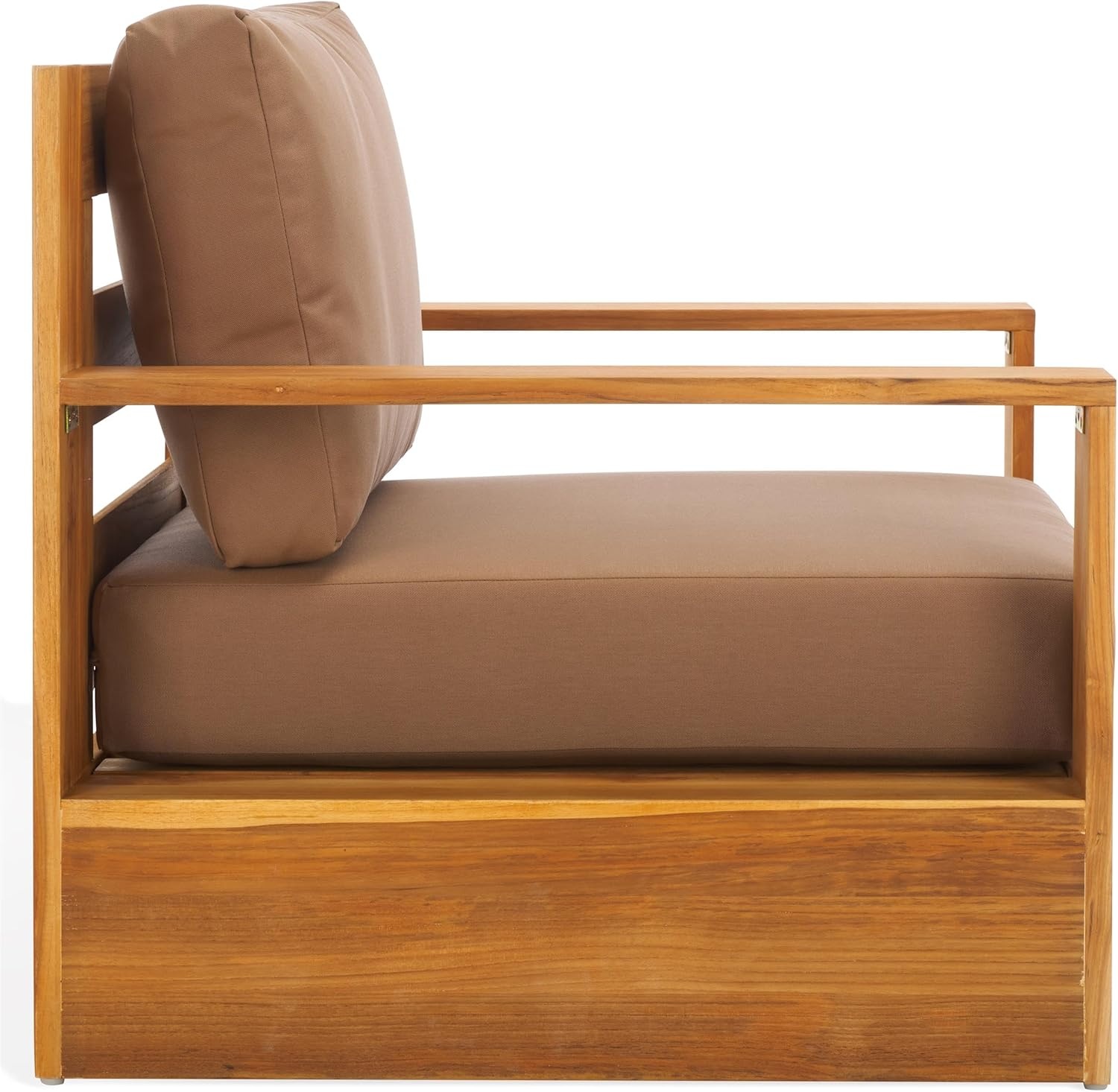 image:imageSAFAVIEH Couture Outdoor Collection Kauai NaturalDark Brown Solid Wood Patio ChairNaturalBrown