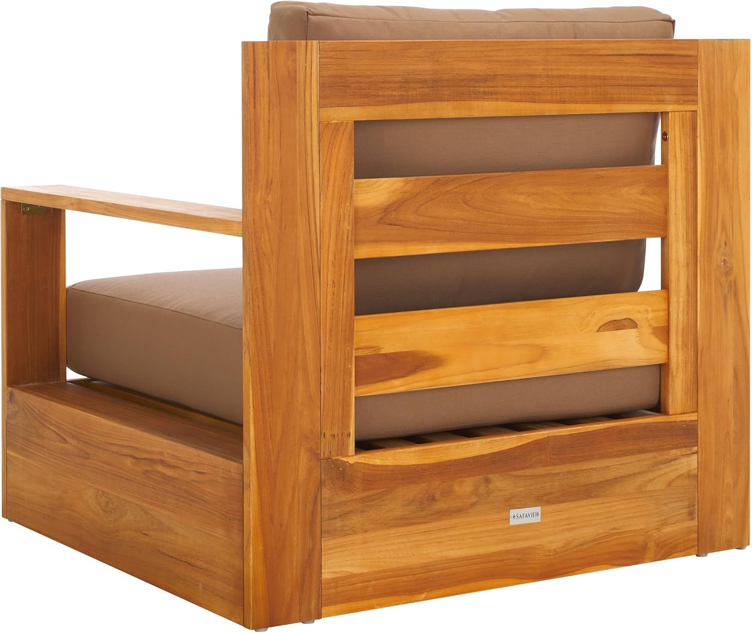 image:imageSAFAVIEH Couture Outdoor Collection Kauai NaturalDark Brown Solid Wood Patio ChairNaturalBrown