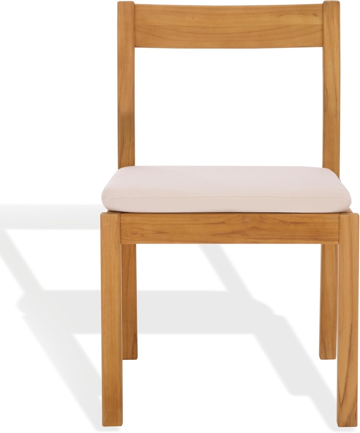 image:imageSAFAVIEH Couture Outdoor Collection Mayaguana NaturalWhite Solid Teak Wood Dining Chair Set of 2