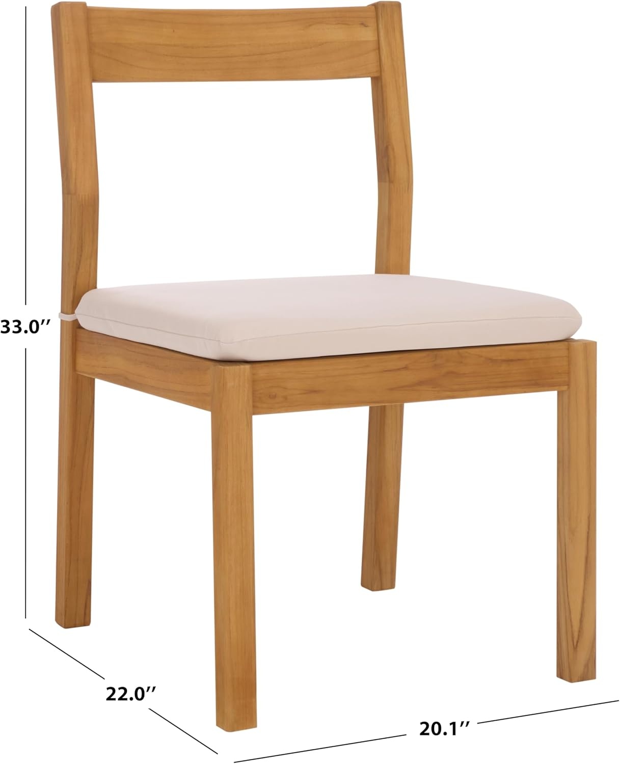 image:imageSAFAVIEH Couture Outdoor Collection Mayaguana NaturalWhite Solid Teak Wood Dining Chair Set of 2